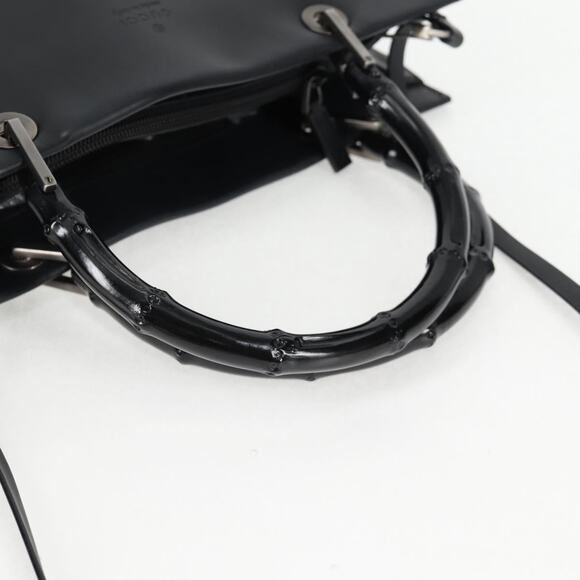 GUCCI Bamboo Hand Bag Leather Black 002 002 - Picture 8 of 16